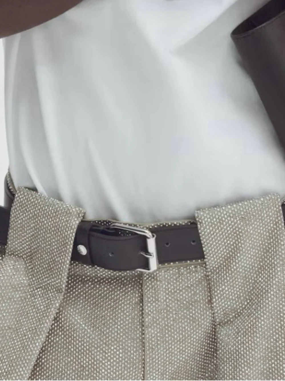 H&M Stella McCartney -Brown / Black Leather Belt with Silver Buckle - Picture 1 of 5